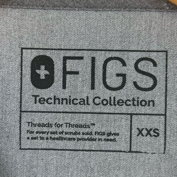 Figs Pacora women's XXS scrub top in Graphite Kangaroo pocket Style W18SW1001 - Picture 6 of 7